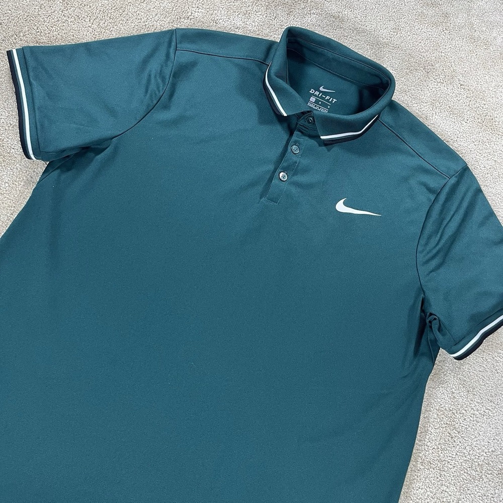 Nike Men's Dri Fit Golf Polo Shirt Dark Green Large Short Sleeve Excellent Used